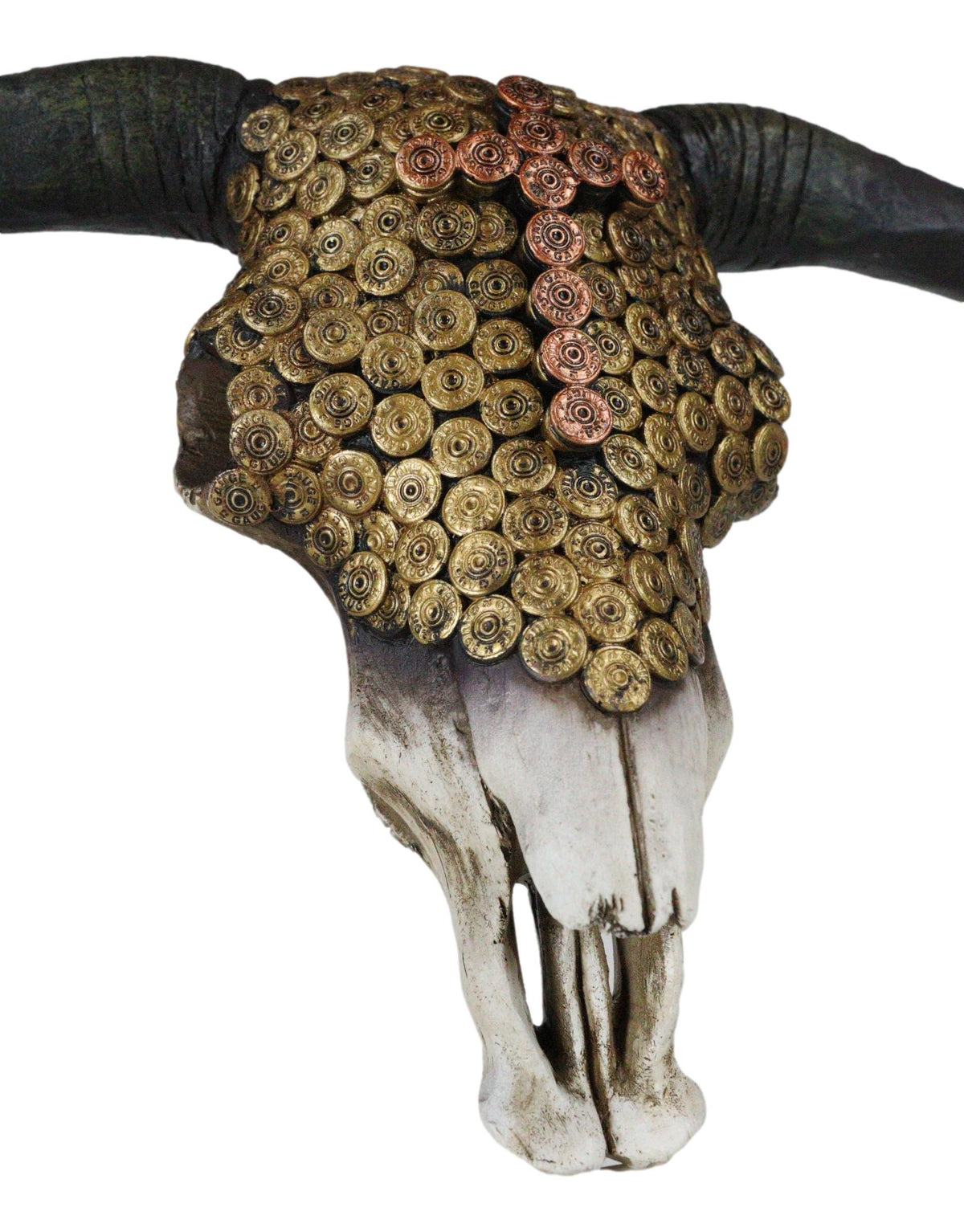Western 12 Gauge Shotgun Bullets Texas Longhorn Bull Cow Skull Wall Decor Plaque