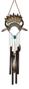 Southwest Boho Chic Indian Chief Headdress Feathers Turquoise Rocks Wind Chime