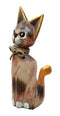 Balinese Wood Handicrafts Adorable Feline Cat With Rope Ribbon Tie Figurine