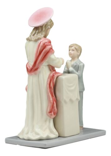 Fine Porcelain My First Communion Jesus With Child Boy Statue 7"Tall Keepsake - Ebros Gift