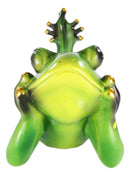 Ebros Sunbathing Rainforest Green Frog Toad On His Belly Wine Holder Caddy Figurine