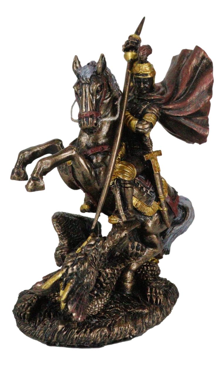Ebros Saint George The Dragon Slayer Statue 4.75" Tall Christian Crusader Knight - Ebros Gift