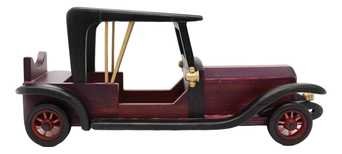 Hand Made Wood Retro Antique Style Purple Model T Sedan Car Wine Holder Figurine