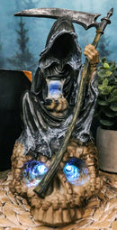 Faceless Grim Reaper Skeleton On Colorful LED Eyes Morphing Skull Figurine