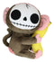 Furry Bones Skeleton Pink And Brown Baby Monkey Banana Plush Toy Doll 10" Tall