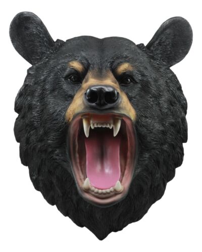 Large Roaring Black Bear Taxidermy Wall Decor 15.5"Tall Wildlife Ferocious Bear