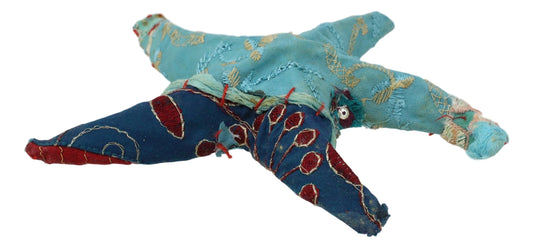 Marine Sea Star Starfish Hand Crafted Paper Mache Colorful Sari Fabric Figurine