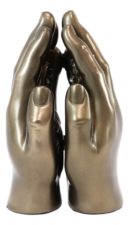 Sacred Hearts Prayer Hands Diptych Jesus and Mary Figurine 6.75 Inch Statue