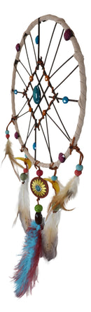 Set Of 2 Southwestern Tribal Indian Boho Chic Floral Feather Wall Dreamcatchers