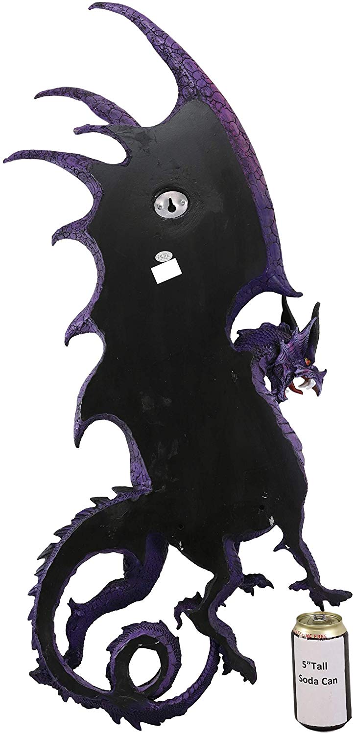 Ebros Large 34"H Medieval Fantasy Twilight Purple Moon Dragon Skull Wall Decor Plaque