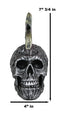 Silver Mohawk Purple Punk Haired Skull In Tooled Peacock Feathers Tattoo Statue