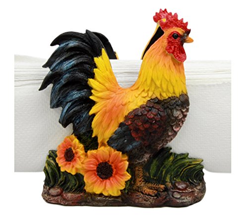 Ebros Chicken Farm Morning Crow Rooster Dinner Napkin Holder Figurine 6" Tall - Ebros Gift