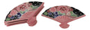 Ebros Set Of 4 Pink Floral Blossoms Oriental Fan Shaped Appetizer Sushi Dessert Plates