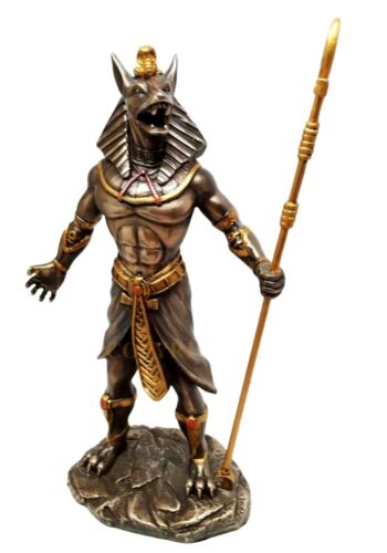 Ebros Egyptian Theme Anubis Holding Staff God of Aferlife & Dead Inpu Statue Sculpture - Ebros Gift