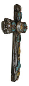 Rustic Southwestern Turquoise Ornate Patterns Western Star Concho Wall Cross