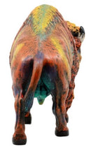 Ebros Gift Wild & Free Colorful American Bison Figurine 9.25" L Multi Color Rainbow Hand Painted Faux Wood