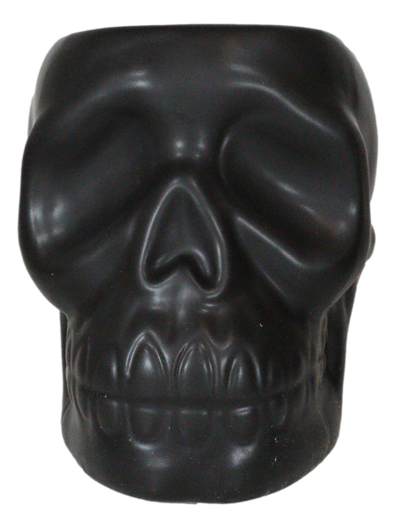 Pack Of 2 Black Ceramic Day Of The Dead Ghastly Skull Planter Bowl Pot Figurine