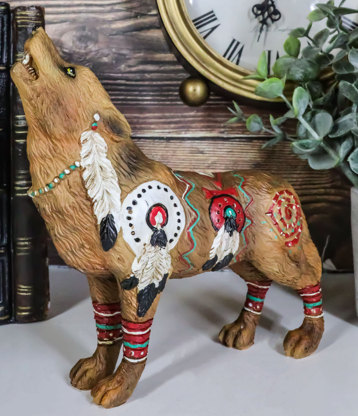 Tribal Warpath Native Howling Wolf Totem Spirit Figurine Collection 6.25"L