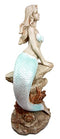 Ebros Gift Large Aquamarine Goddess Mermaid Maiden Sitting On Sea Rock Figurine 17.75"H