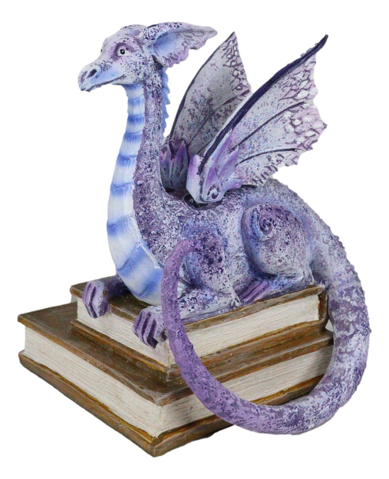 Amy Brown Purple Crater Moon Bookworm Dragon Sitting On Stack Of Books Figurine