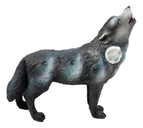 Full Moon Wolf Pack Native Tribal Howling Wolf Totem Spirit Figurine 6.25"L