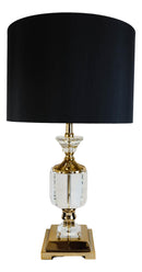 Modern Transitional Crystal Glass Gold Plated Metal Glam Table Lamp With Shade