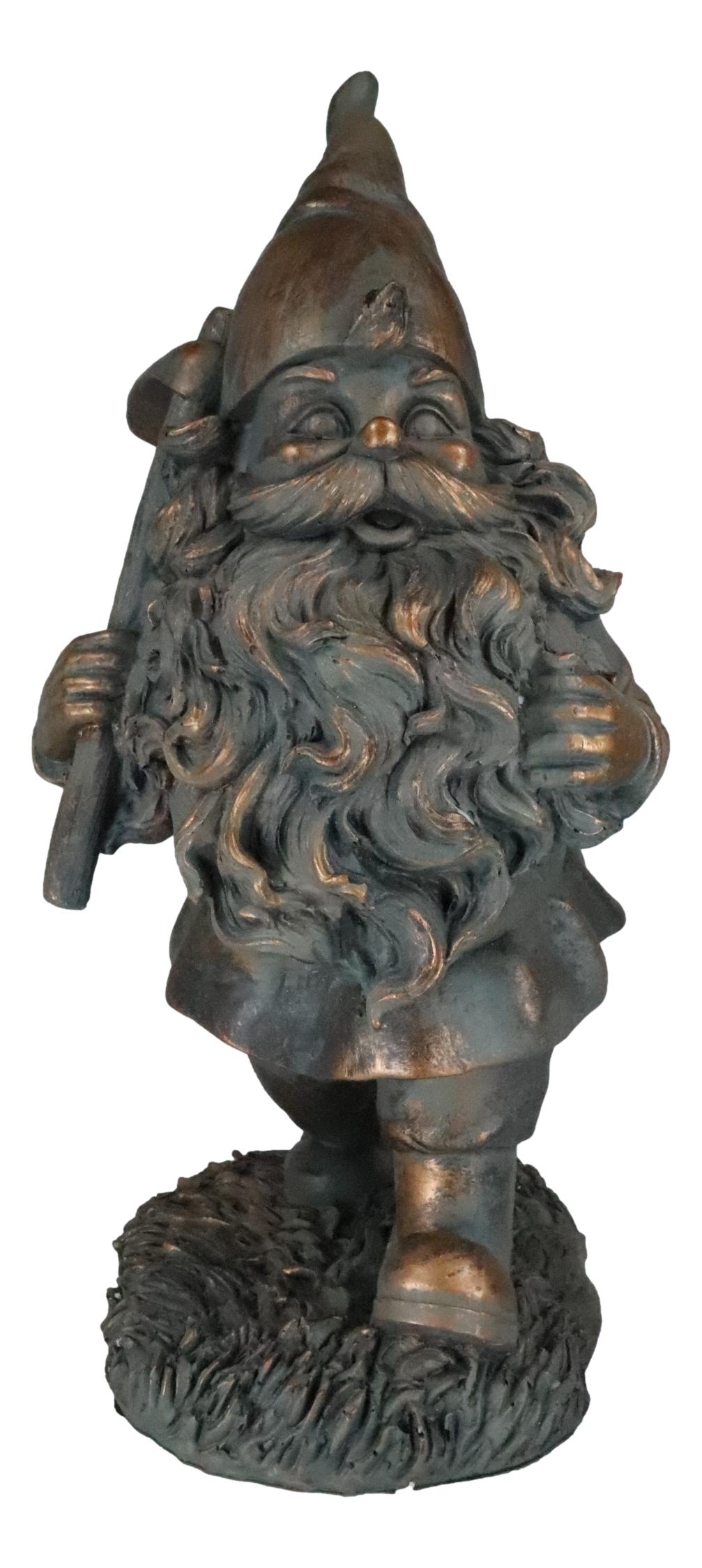 Hiking Garden Gnome With Spade And Wicker Basket Bag Floral Planter Vase Statue - Ebros Gift