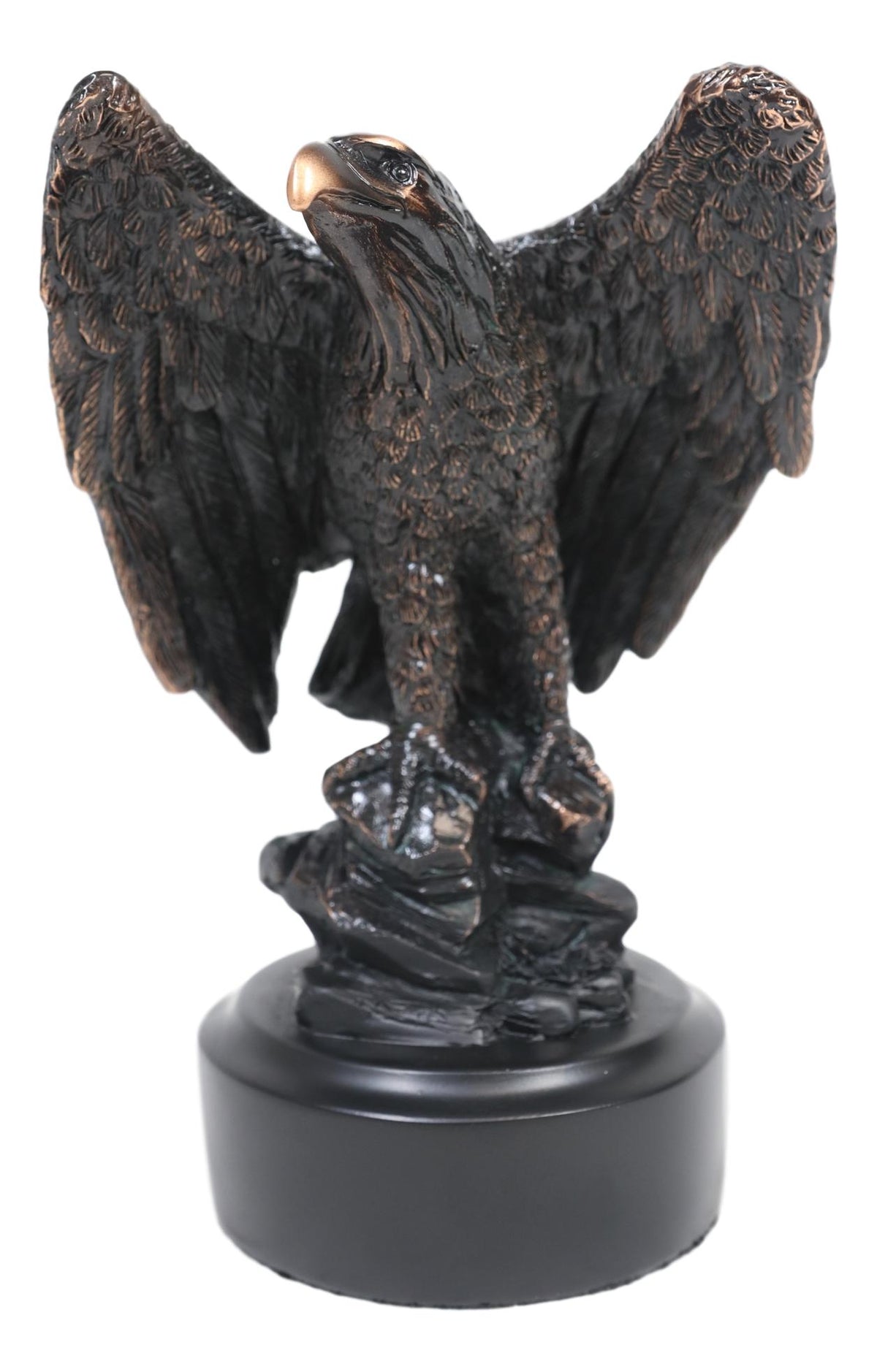 Ebros Surveyor Bald Eagle With Open Wings On Rock Electroplated Resin Statue - Ebros Gift