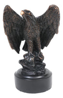 Ebros Surveyor Bald Eagle With Open Wings On Rock Electroplated Resin Statue