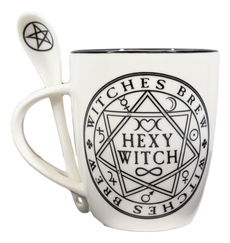 Magical Symbols Pentacles Witches Brew Hexy Witch Coffee Mug And Spoon Set