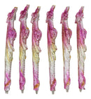 Pack Of 6 Fire Ink Glittered Metallic Pink And Gold Spirit Dragon Pen Figurines