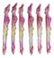 Pack Of 6 Fire Ink Glittered Metallic Pink And Gold Spirit Dragon Pen Figurines