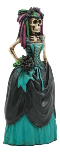 Day of The Dead Gothic Skeleton Bride In Evening Gown Statue Love Never Dies