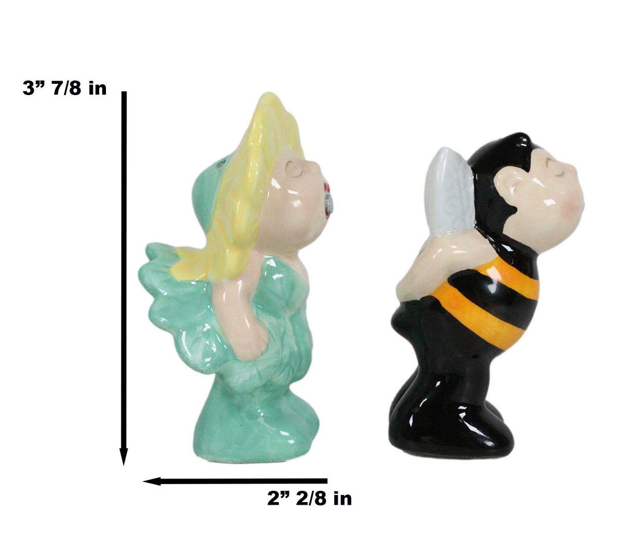 Bee My Honey! Bumblebee And Sunflower Kissing Ceramic Salt Pepper Shakers Set