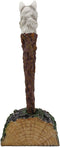 Ebros Celtic White Direwolf Hand Painted Pen with Rustic Tree Bark Holder Stand