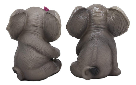 Ebros Love is in The Air Lucky Elephant Couple Figurines 2 Parts Set 7.25"L