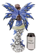 Fairy With Book Lantern And Owl On Crescent Moon Clouds and Stars Statue 14" H