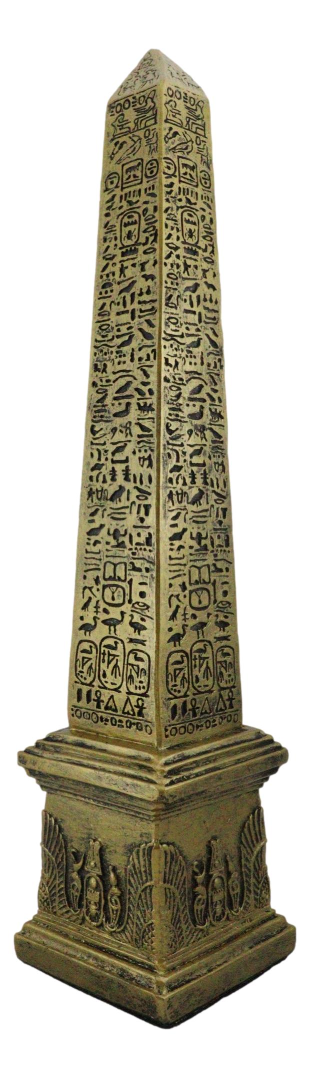 Ebros Egyptian Theme Obelisk Temple of Ra with Hieroglyphs 10" Tall Sculpture - Ebros Gift
