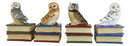 Wisdom Of The Forest Bibliography Owls Sitting On Books Figurine Owl Set Decors