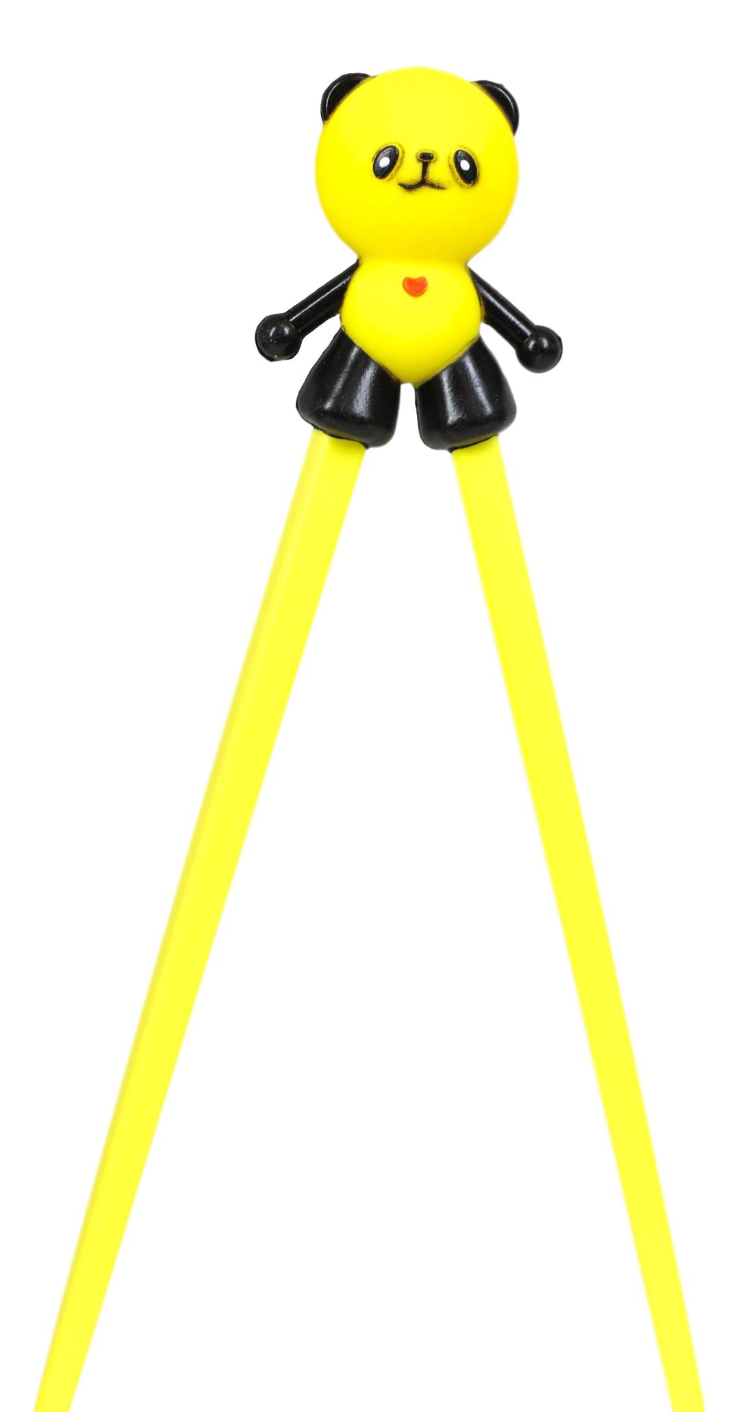 Yellow Giant Panda Reusable Training Chopsticks Set With Silicone