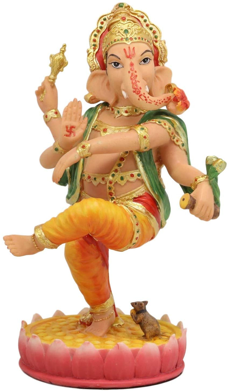 Ebros Hindu Supreme God Dancing Avatar Nritya Ganesha in Yoga Pose Statue 8" H