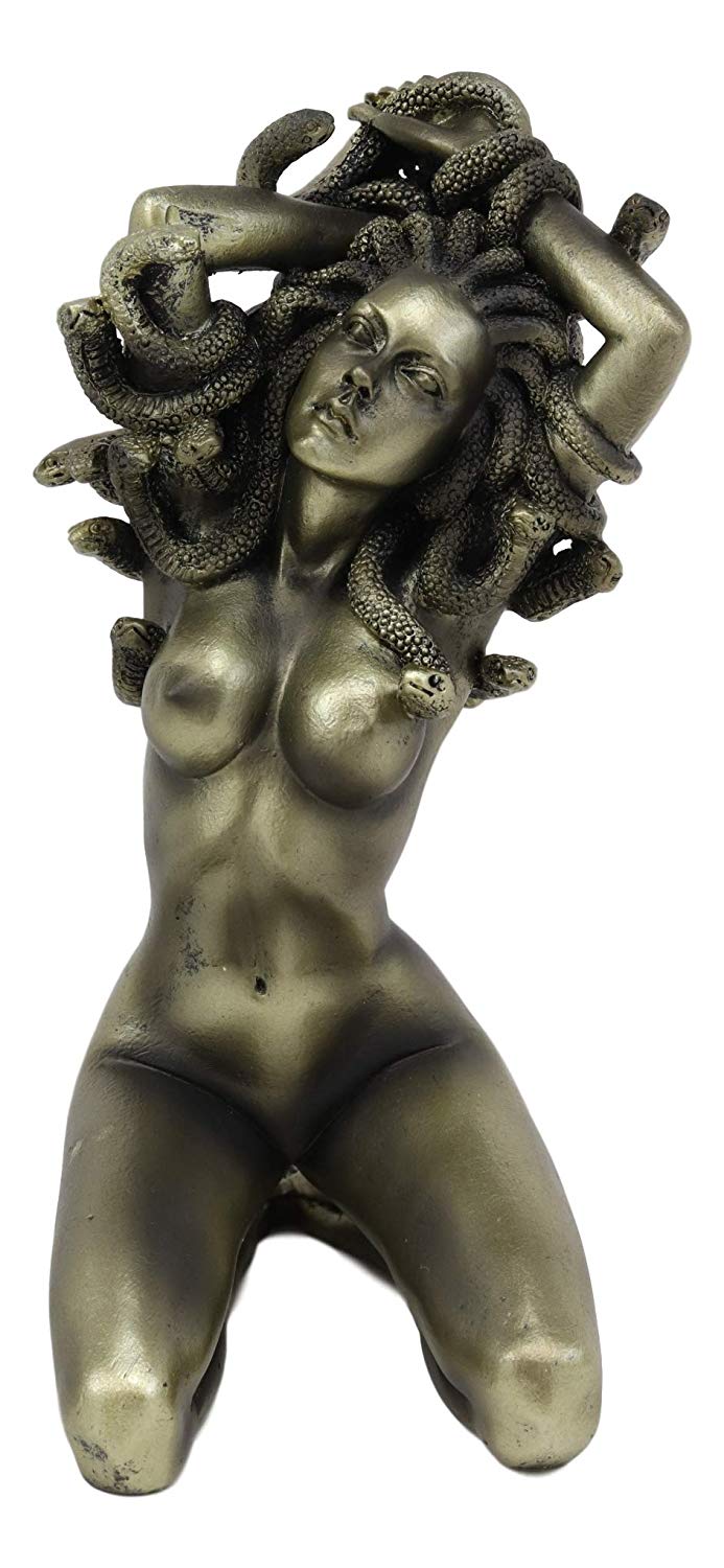 Ebros Greek Goddess Kneeling Nude Seductive Medusa With Snake Hair Statue 6"Tall Decor