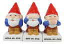 Ebros Gnomes In See Hear Speak No Evil Salt Pepper Shakers & Toothpick Holder