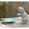 Ebros Verdi Green Aluminum Tom Cat with Mouse Pulling Leaf Bird Feeder Or Bird Bath Statue for Garden Patio Home Decor
