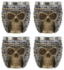 Ebros Medieval Roman Centurion Knight Skull With Helmet Tea Coffee Cup Mug Set of 4