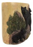 Rustic Mountain Black Mama Bear & Cubs Toothbrush Toothpaste Holder Organizer