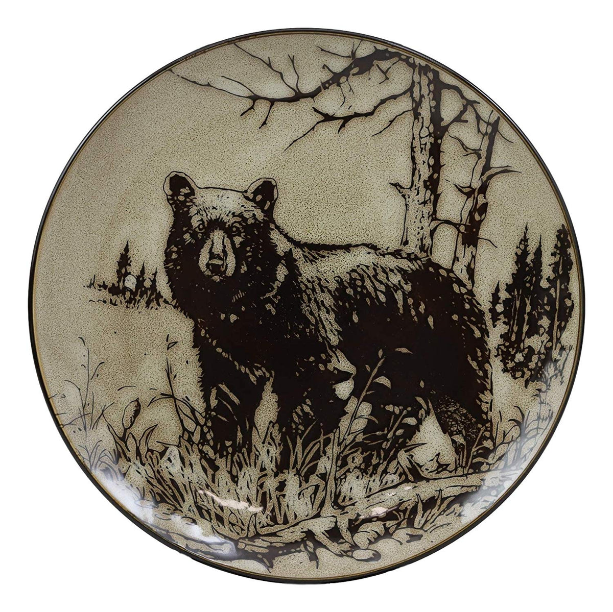 Ebros Black Bear Round Salad Or Appetizer Or Dessert Plate Set of 2 8.5" Dia