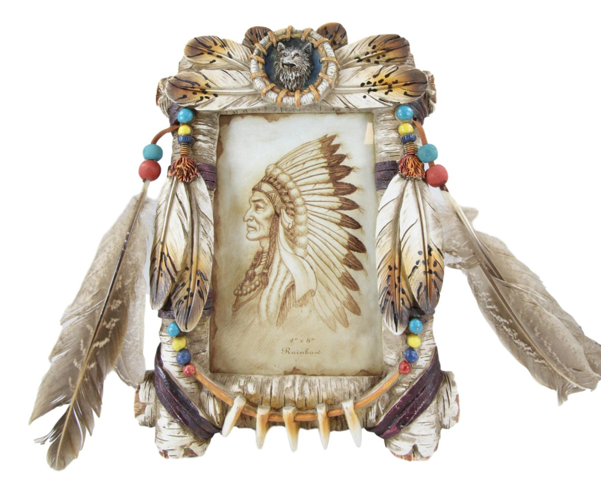 Pack of 2 Southwest Native Indian Wolf Dreamcatcher Wall Or Table Picture Frames