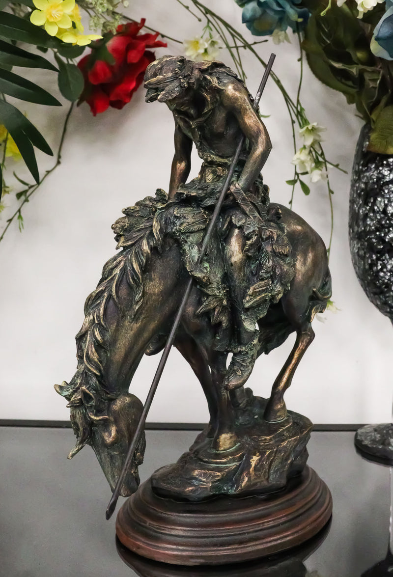 Large End of Trail Bronze Finish Native American Warrior On Horse Figurine