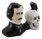 Ceramic Edgar Allen Poe And Nevermore Raven On Skull Salt And Pepper Shakers Set